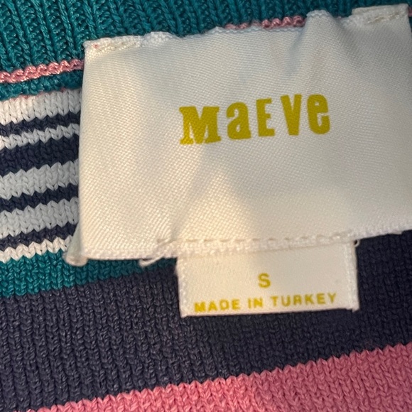 Maeve Anthropologie Lana Striped Midi Skirt Multicolor Side Slit Small - Picture 3 of 7